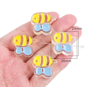 4pcs/Bag Random Mixed Candy Color Enamel Butterfly Flower Bee Sweet Cute Charm Beads For Necklace Bracelet DIY Jewerly Craft Making Accessories