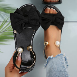 Free Shipping 2026 New Bow-Knot Flat Sandals WomenS Outdoor Wear Solid Color Lightweight Comfortable And Casual Sandals