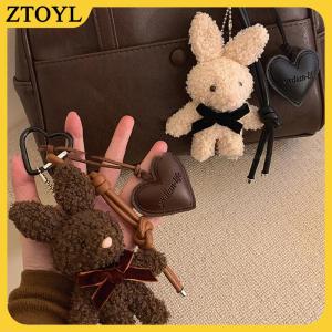 ZTOYL  Kawaii sang trọng thỏ Keychain Y2K dễ thương ngọt ngào Bunny nhồi Keyring Ba lô mặt dây chuyền túi treo trang trí cho cô gái món quà
