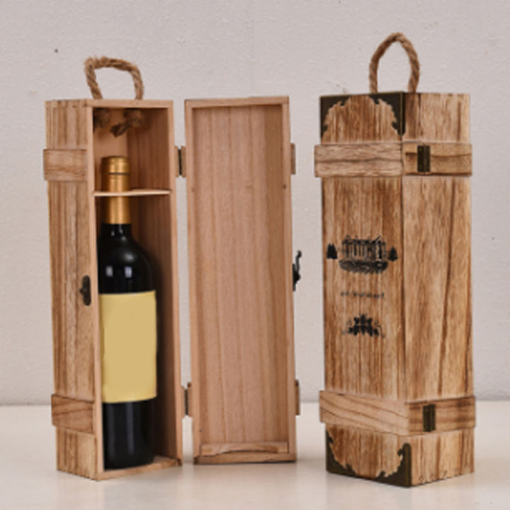 Vintage Wooden Wine Box Storage Gift Box General Purpose Wine