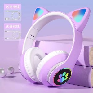MGALL 100% Original Cat Ear Headphones Bluetooth Wireless Headsets built-in mic headphone girls Gift gaming headset cat