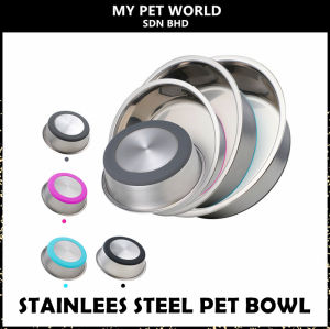 Pet World High Quality Anti Slip Rubber Silicone Base Stainless Steel Pet Dog Cat Food Water Bowl Feeder