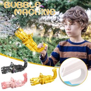 Atmosphere Bubble Toy Children Gatling Bubble Gun Toy Summer Fully Automatic Soap Water Bubble Machine Children Indoor Outdoor Wedding Bubble Gun一折甩卖