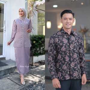 Syemaa Kebaya Couple Pasangan Baju Kurung Melayu Batik Kemeja Pria Kondangan Lamaran Wisuda
