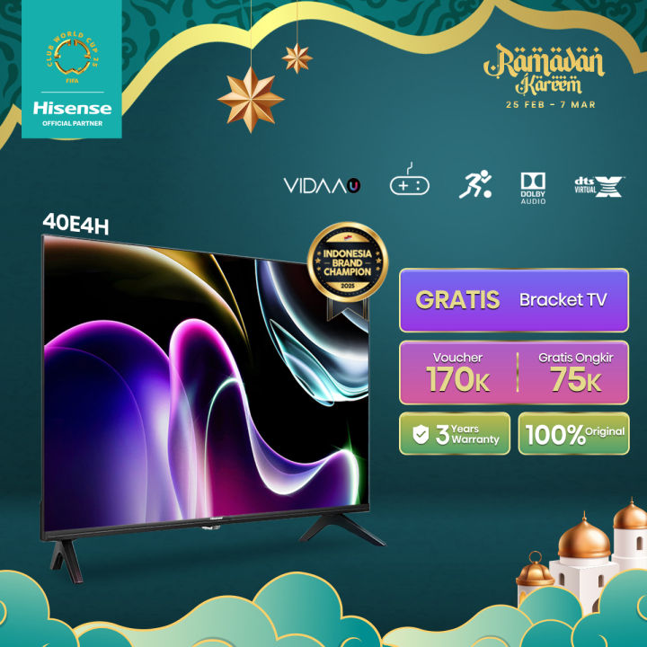 Hisense 40 inch 40E4H Vidaa U5 system Smart TV FHD Bezelless