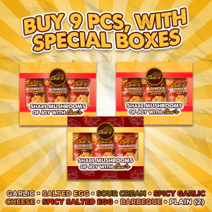 Casis Mushroom Chicharon 100 Grams - Special Gift Box (9 Packs of Mushroom Chicharon with 3 Gift Boxes)