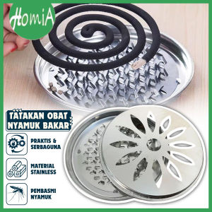 Set Tatakan Obat Nyamuk Bakar Dengan Tutup Stainless Steel / Mosquito Repellent Coaster Bentuk Bulat