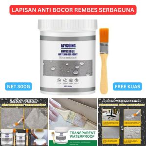 COD JAYSUING Lem Anti Bocor Rembes Waterproof Coating 300g with Brush / lem anti bocor dan rembes air transparan merk jaysung tahan air untuk atap rumah / lapisan genteng beton atap anti bocor tembok kolam atap / jaysuing lem anti bocor waterproof 300 gr