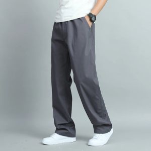 Big Size Mens Casual Cotton Trousers Loose Fit Straight Pants Multi Pocket Big Man Long Pants Mens Jogger Pants Summer Autumn2026