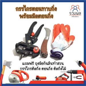 กรรไกรตอนทาบกิ่ง พร้อมมีดตอนกิ่ง แถมฟรี ถุงมือกันลืนทำสวน กรรไกรตัดกิ่ง ตอนกิ่ง ตัดกิ่งไม้