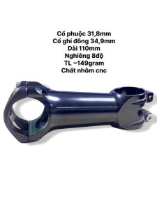 Pông tăng noname chất nhôm cnc cổ phuộc 31.8mm cổ ghi đông 34.9mm dài 110mm dành cho xe đạp