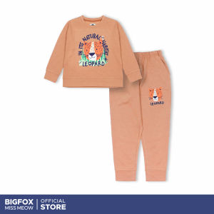 [Bộ nỉ BT dài tay 01 311] Bộ nỉ bé trai Bigfox Miss Meow dài tay mùa thu đông phong cách Hàn Quốc size đại trẻ em 35911 tuổi 25kg 39kg