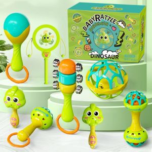 MECOME 8/9pcs Lightweight Baby Rattle Toy Plastic Colorful Cartoon Shape Sensory Toy High Quality Handbell Wave Drum Early Educational Toys