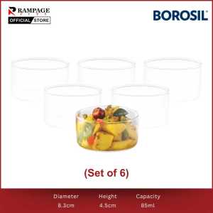 Borosil Glass Vision Chutney Kattori Set of 6 – Elegant Durable Glass Bowls Perfect for Serving Desserts Snacks and Condiments – Ideal for Dining Entertaining and Everyday Use"