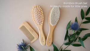 Kyte BABY Bamboo 3-Piece Brush Set - 1 Goat Hair Brush 1 Wooden Bristle Brush and 1 Bamboo Comb