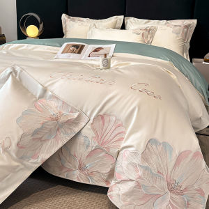 Advanced Sense A Class Maternal and Child Grade 100 Long-staple Cotton Four-piece Set Pure Cotton Floral Skin-friendly Naked Sleep Bed Sheet Duvet Cover Bedding LZD