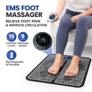 Foot Massager Mat Electric Muscle Stimulator 19 Levels 9 Modes Rechargeable Portable Pad for Pain Relief Circulation