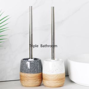 1 Set of Ceramic Toilet Brush Set Toilet/Bathroom Cleaning Tools Ceramic Toilet Brush Base Floor Standing Toilet Brush Set2026