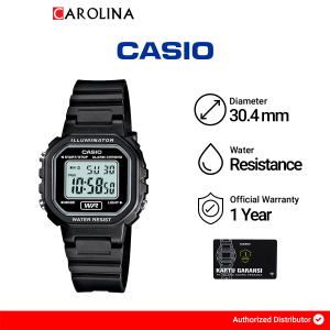 Jam Tangan Wanita Casio General LA-20WH-1A Retro Digital Dial Black Resin Band