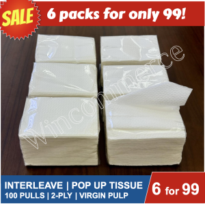 6 FOR 99 INTERLEAVE / POP UP TISSUE 100 PULLS 2PLY VIRGIN PULP
