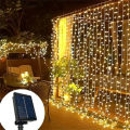 kangle 【💥50% off】ม่านไฟพลังงานแสงอาทิตย์ LED กลางแจ้งกันน้ำ เซลล์แสงอาทิตย์ ไฟตกแต่ง คริสมาสต์ Fairy ราวบันไดแสง. 