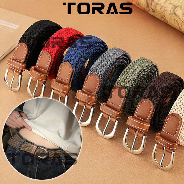 TORAS Canvas belt, women's elastic woven elastic belt, men's and women's  Korean version, versatile casual needle buckle, student thin belt Lazada  PH