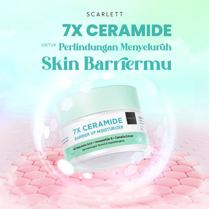 Scarlett Whitening 7x Ceramide Barrier Up Moisturizer 20gr - Menjaga Kelembaban Kulit - Menghaluskan Dan Melembutkan Kulit - Mencerahkan - Meratakan Warna Kulit - Agen Nasa