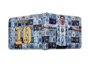 Da PU mới màu HD In Ấn Bi-Bóng ví đựng tiền xu đựng thẻ ví gập giải vô địch bóng đá Thế Giới Vô Địch Argentina Đội Tuyển Quốc Gia Lionel Messi Bóng Đá leo Fan Quà Tặng