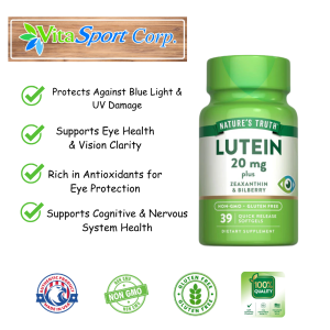 Nature’s Truth Lutein 20mg – 39 Softgels – with Zeaxanthin & Bilberry for Vision & Eye Support  Eye Health Vision Clarity & Antioxidant Support