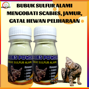 SCABIES POWDER BUBUK SULFUR ALAMI MENGOBATI PENYAKIT KULIT JAMUR GUDIG GATAL HEWAN KUCING ANJING