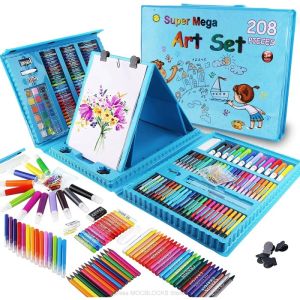 Super Mega Art Set Alat Gambar Tulis Anak Crayon Pensil Warna 208 Pcs