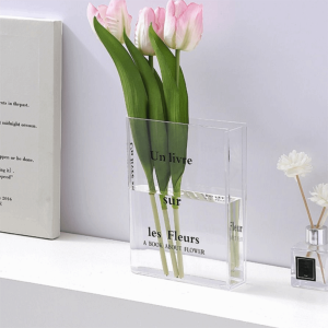 SWEET TIM ทันสมัย แจกันอะคริลิคตัวอักษรหนังสือ แบบมินิมอล รูปร่างที่ไม่เหมือนใคร แจกันตกแต่งแบบไฮโดรโปนิกส์ จัดดอกไม้ ความสวยงาม แจกันใส คอมพิวเตอร์ตั้งโต๊ะ