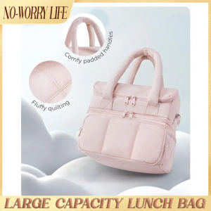 Durable Large Capacity Lunch Bag Waterproof Insulated Lunch Box Reusable Multi-functional Puffer Tote Outdoor