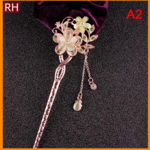 🔥🔥🔥ranghe แมวตาหินผม PIN คู่ดอกไม้ rhinestone ผมติดคลิปผม