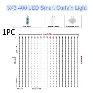 1/2PCS 400LED Curtain Lights LED Smart String Light App Control Music Sync DIY Pattern Waterproof for Indoor Outdoor Party Decor