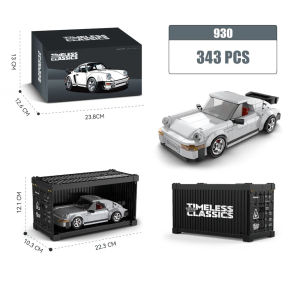 343pcs MOC City Porsc 911 930 Xây dựng xe thể thao Khối tốc độ nhà vô địch đua gạch với hộp hiển thị đồ chơi garage cho trẻ em quà tặng Tương thích với LEGO