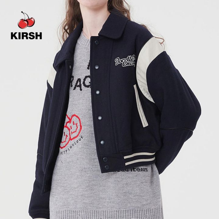 KIRSH] DOODLE CHERRY VARSITY JACKET |22AW | | Lazada.co.th