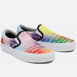 Vans Classic Pride Rainbow White Womens Canvas Slip-on Shoes size 5 1/2
