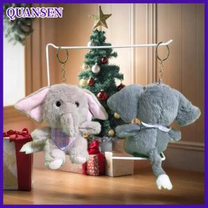 QUANSEN พวงกุญแจตุ๊กตายัดไส้รูปช้างการ์ตูน1ชิ้นพวงกุญแจตุ๊กตานุ่มนิ่มนิ่มสำหรับใส่พวงกุญแจรูปช้างน่ารักกระเป๋าเป้สะพายหลังของตกแต่งแบบแขวน