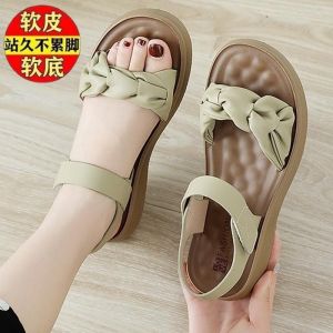 [Free Shipping] Genuine Leather Sandals For Women New Summer Style Casual And Versatile With A Soft Sole And Comfortable Fit Perfect For The Beach