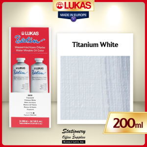 Lukas Berlin Water Mixable Oil Color Titanium White 200ml Oil Paint [Twin Pack] - German Quality