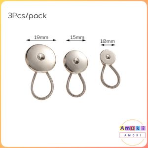 Amoki【Ready in Stock】 3Pcs/pack Adjustable Metal Jeans Button Spring Elastic Waist Extender for Pants/Skirt
