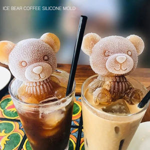 Teddy Bear Ice Cube Tray Silicone Mold Ice Mold Beverage Coffee Ice Cream Decoration [beauty-sunshine]