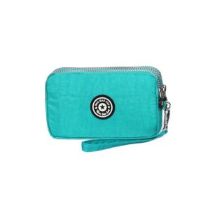 ADOP พกพาสะดวก ง่าย กระเป๋าใส่โทรศัพท์ผ้า กระเป๋าแต่งหน้า กระเป๋าใส่เหรียญ สีทึบ สามซิปกระเป๋า กระเป๋าคลัทช์ริ้วรอย กระเป๋าสตางค์ผู้หญิง กระเป๋าสตางค์สไตล์เกาหลี