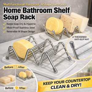 Soap Stainless Steel Shelf Drainage Metal Soap Tray Bathroom Sink Hollow Out W-Shaped Soap Rack Wave Soap Holder