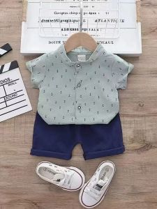 (Cherry) PROMO 12.12 BIRTHDAY SALE Setelan Kemeja Anak Motif Beruang Satu Set Dengan Dasi  Baju Anak Laki Laki