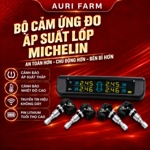 Bộ Cảm biến áp suất lốp ô tô van trong Michelin pin năng lượng mặt trời hoặc sạc usb BH 3 năm