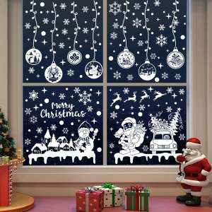 DECAL NOEL – Hít Tĩnh Điện Ngôi Nhà Tuyết Và Dây Trang Trí Quà Cầu Tuyết In Sắc Nét-SD23010(20*30cm*9)