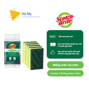 Combo 5 Miếng Rửa Chén Có Mút 3M Scotch Brite Thế Hệ Mới Siêu SạchKháng KhuẩnDễ Dàng Lấy Sạch Những Vết Bẩn Cứng Đầu Nhất