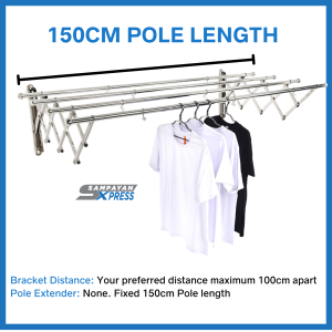 UPGRADED 4 Pole Space Saver Stainless Steel Sampayan Laundry Drying Rack Wall Mounted Adjustable Heavy duty clothes hanging rack